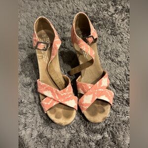 Toms Pink Tie Dye Wedged Sandals